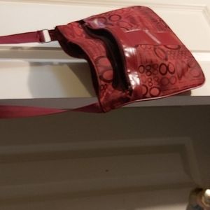 Red, long strapped with pretty design pattern and M/L black shawl